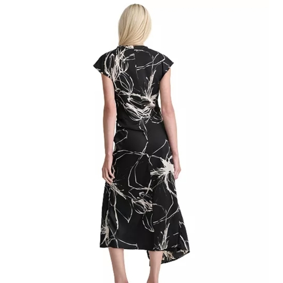 DKNY Women's Printed Mock-Neck Cap-Sleeve Crepe Dress Sz 16 Cocktail NWT - Picture 4 of 15